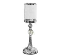 Hestia Chrome Finish and Glass Candle Holder 41cm