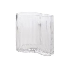 Hestia Clear Ribbed Glass Vase - Small