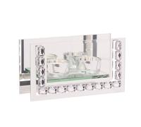 Hestia Crystal Rectangle Double Tealight Holder In Silver Silver One Size