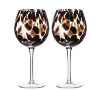 Dark Brown Tortoise Shell Wine Glass Set of 2 Hestia Black One Size