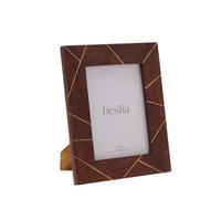Hestia Dark Stained Wood With Brass Inlay Photo Frame 5" X 7"