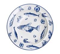 Hestia Deep Bottom Plate Fish Design 14.25" In Blue Blue