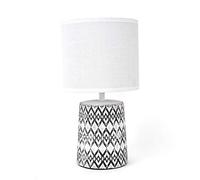 Hestia Etched Black & White Base Table Lamp with White Shade