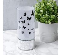 Hestia Glass Butterfly Design Tube with LED Lights - 20cm - Decorative Lighting for The Home