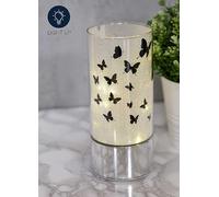 Hestia Glass Butterfly Design Tube with LED Lights Silver