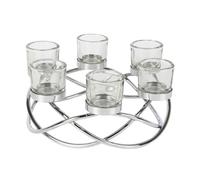 Hestia Glass/Metal 6 Tea Light Holder Silver Circular