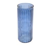 Hestia Glass Vase - Blue - Tall Cylindrical Ribbed Vase - Elegant Home Décor for Fresh or Artificial Flowers - Modern & Traditional Interiors - H: 24cm x W: 10cm.