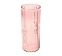 Hestia Glass Vase - Pink - Tall Cylindrical Ribbed Vase - Elegant Home Décor for Fresh or Artificial Flowers - Modern & Traditional Interiors - H: 24cm x W: 10cm.