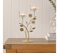 Hestia Gold Floral Double Candle Holder Gold