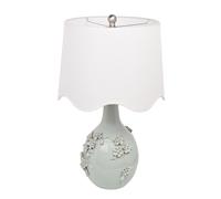 Hestia Grey Blue Ceramic Table Lamp With Scallopped Shade Hestia Blue