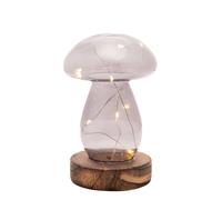 Hestia Grey Glass Mushroom With Led Lights Medium Grey