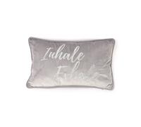 Hestia Grey Velvet Cushion 'Inhale Exhale' 50cm