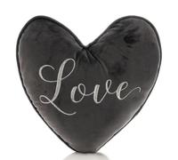 Hestia Grey Velvet Heart Shaped Cushion 'Love'