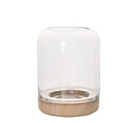 Hestia Handmade Candle Holder Clear Glass With Natural Base - Large Clear One Size