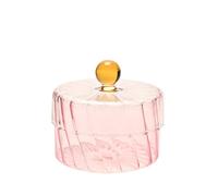 Hestia Handmade Coloured Glass Trinket Box With Clear Lid - Pink In Light Pink Light Pink