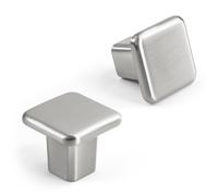 HESTIA HARDWARE 10 Pack Square Satin Nickel Cabinet Knob | Kitchen Silver Cabinet Knob | Square Cabinet Knobs, Knobs for Cabinets and Drawers (Z16.10.S)