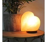 Heart Shaped Himalayan Rock Salt Table Desk Lamp on Wooden Base
