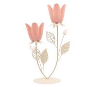 Hestia Hespink & Cream Floral Double Candle Holder Pink