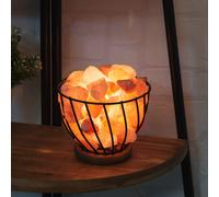 Hestia Himalayan Rock Salt Metal Basket Lamp In Pink Pink