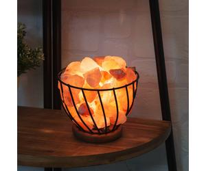 Hestia Himalayan Rock Salt Metal Basket Lamp In Pink Pink