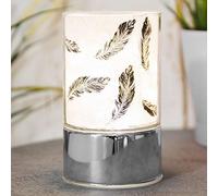 Hestia Home Collection LED Glass Tube Light with Black Feather Design Shade 15cm high
