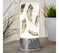 Hestia Home Collection LED Glass Tube Light with Black Feather Design Shade 20cm high