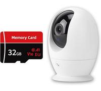 Hestia Indoor Pan Tilt Auto Tracking Camera With 32Gb Microsd, One-Touch Call, Night Colour Motion Tracking Pet Security Camera