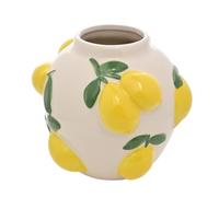 Hestia Lemon Vase With Embossed Lemons - Ceramic Mediterranean-Style Vase