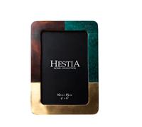 Hestia Malachtite Green, Brown & Gold Resin Photo Frame 4x6"