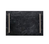 Hestia Marble Tray With Metal Handle - Black Black One Size