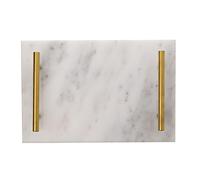 Hestia Marble Tray with Metal Handle - White