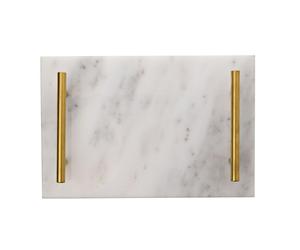 Hestia Marble Tray with Metal Handle - White