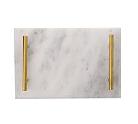 Hestia Marble Tray With Metal Handle - White White