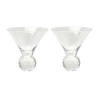 Hestia Martini Glass With Diamond Ball Base Set Of 2 In Clear Clear One Size
