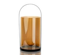 Hestia Metal & Amber Glass Lantern 43cm