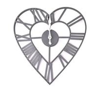 Hestia Metal Heart Shape Grey Wall Clock
