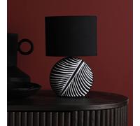 Widdop and Co Hestia Natural Circle Leaf Lamp - Black and White - Ceramic - Contemporary and Stylish Design - Table Lamp, Bedside Lamp, Home Décor, Kitchen, Living Room, Bedroom - 24cm