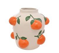 Hestia Orange Vase With Embossed Oranges ? Ceramic Mediterranean-Style Vase for Fresh or Faux Flowers, Whimsical Spring Summer Home D?cor - H: 23cm x