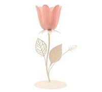 Hestia Pink & Cream Floral Single Candle Holder Pink