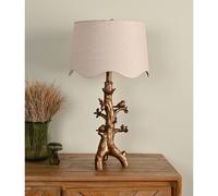 Hestia Resin Birds Table Lamp With Scalloped Shade In Brown Brown One Size