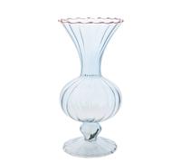 Hestia Ribbed Vase With Pink Trim Pink One Size