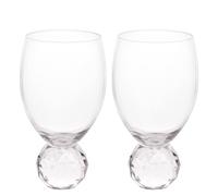 Hestia Ribbed Wine Glass With Diamond Ball Base Set Of 2 In Clear Clear One Size