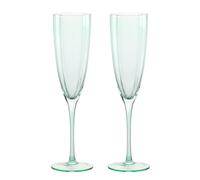 Hestia Scallop Champagne Glass Set Of 2 - Green In Light Green Light Green One Size