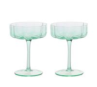 Hestia Scallop Saucer Glass Set Of 2 - Green In Light Green Light Green One Size