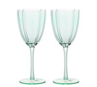 Hestia Scallop Wine Glass Set of 2 - Green in Light Green Hestia Light Green