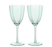 Hestia Scallop Wine Glass Set Of 2 - Green In Light Green Light Green
