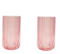 Hestia Set Of 2 Bright Pink Scalloped Glass Tumblers - Large Hestia Pink