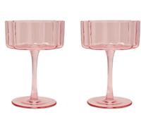 Hestia Set Of 2 Bright Pink Scalloped Martini Glass Hestia Pink