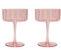 Hestia Set Of 2 Bright Pink Scalloped Martini Glass Pink