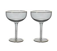 Hestia Set of 2 Grey Cocktail Glasses with Gold Rim